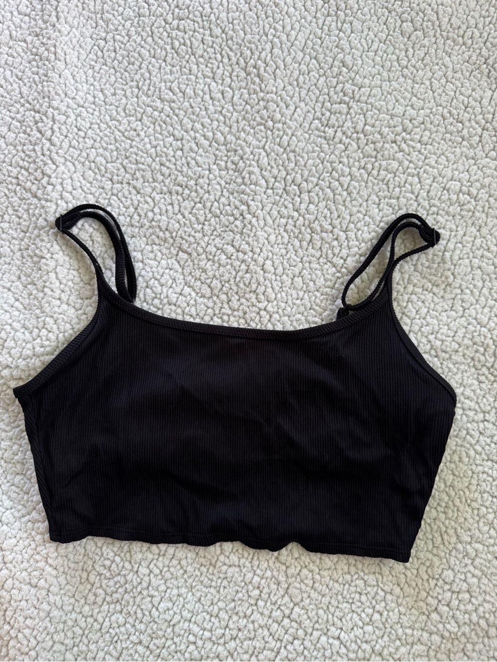 Aerie Black Ribbed Scoop Neck Bikini Top